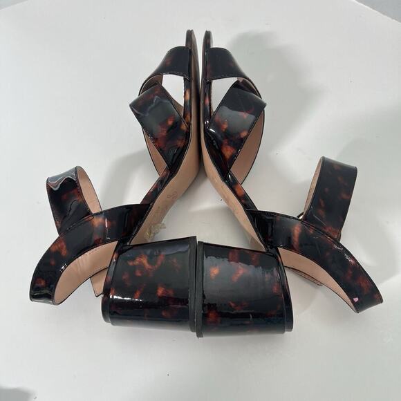 J.Crew Tortoise Penny sandals J8227 patent leather block heel buckles size 9.5 - Picture 7 of 10